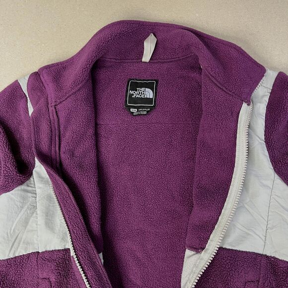 The North Face Denali Fleece Jacket Girls Medium Purple Gray Polartec Full Zip - Picture 8 of 16